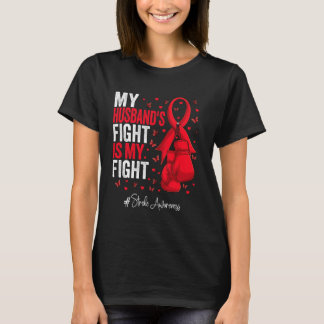 Red Ribbon Husband Stroke Awareness T-Shirt