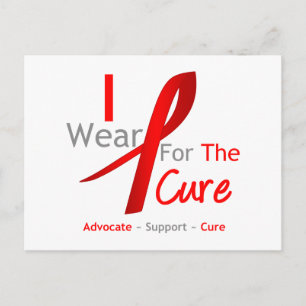 Red Ribbon I Wear Red For The Cure Postcard
