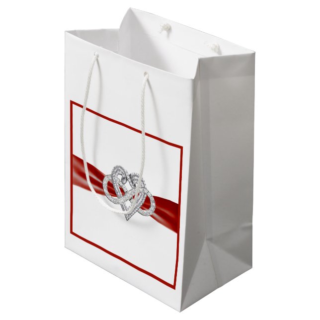 Red Ribbon Infinity Heart Gift Bag (Front Angled)