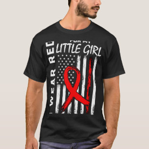 Red Ribbon Little Girl Daughter Heart Disease Awar T-Shirt