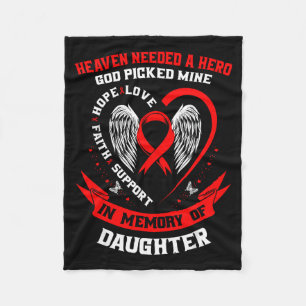 Red Ribbon Loss Of Daughter Heart Disease Awarenes Fleece Blanket