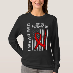 Red Ribbon Mamaw Heart Disease Awareness American T-Shirt
