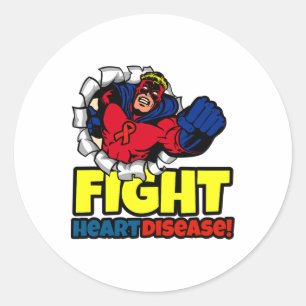 Red Ribbon Month Gifts For Boys Mens Heart Disease Classic Round Sticker