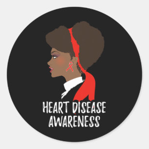 Red Ribbon Month Gifts National Heart Disease Awar Classic Round Sticker