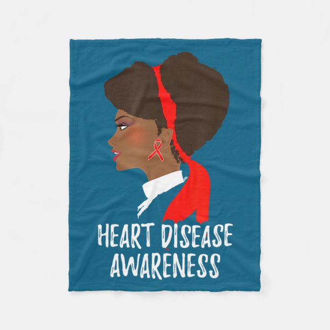 Red Ribbon Month _ National Heart Disease Awarenes Fleece Blanket (Front)