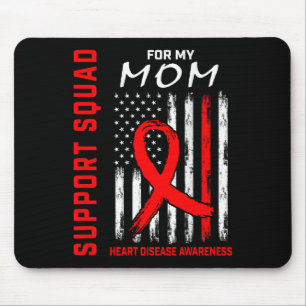 Red Ribbon Mum Heart Disease Awareness Flag Graphi Mouse Mat