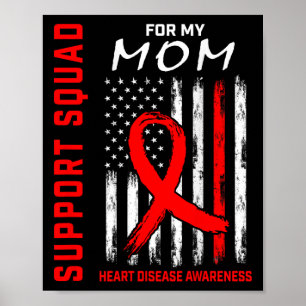 Red Ribbon Mum Heart Disease Awareness Flag Graphi Poster