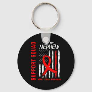 Red Ribbon Nephew Heart Disease Awareness Flag Bac Key Ring
