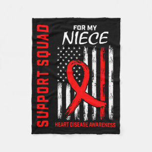 Red Ribbon Niece Heart Disease Awareness Flag Back Fleece Blanket
