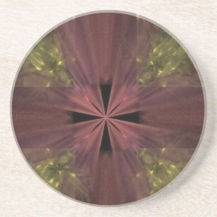 Red Ribbon on Gold Package Coaster