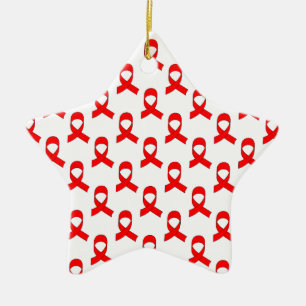 Red Ribbon Pattern Ceramic Tree Decoration