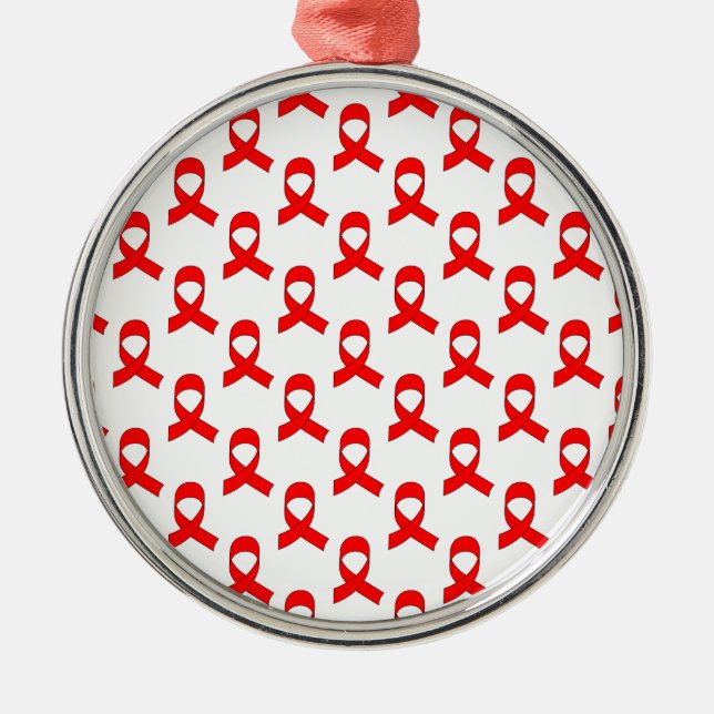 Red Ribbon Pattern Metal Tree Decoration (Front)