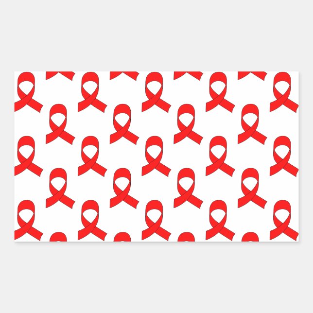 Red Ribbon Pattern Rectangular Sticker (Front)