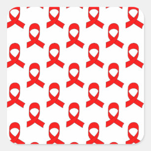 Red Ribbon Pattern Square Sticker