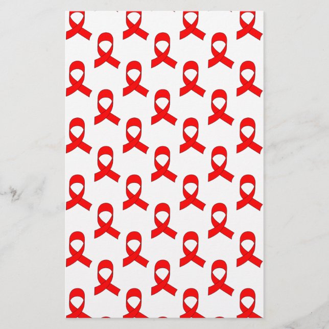 Red Ribbon Pattern Stationery (Front)