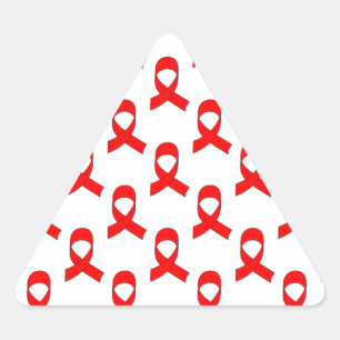 Red Ribbon Pattern Triangle Sticker