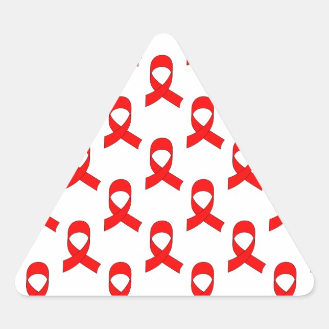 Red Ribbon Pattern Triangle Sticker (Front)