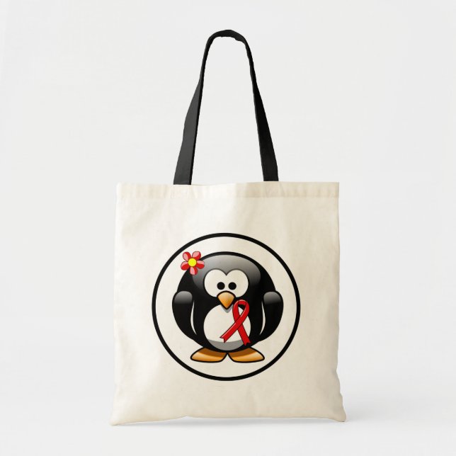 Red Ribbon Penguin Tote Bag (Front)