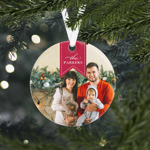 Red Ribbon   Personalized Holiday Photo Ornament