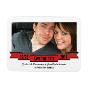 Red Ribbon Photo Save the Date Magnet