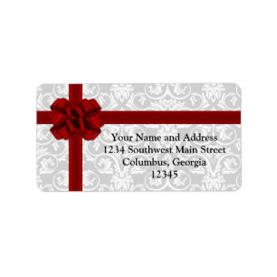 Red Ribbon Present Bow Label