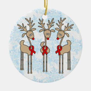 Red Ribbon Reindeer (Heart Disease & Stroke) Ceramic Tree Decoration