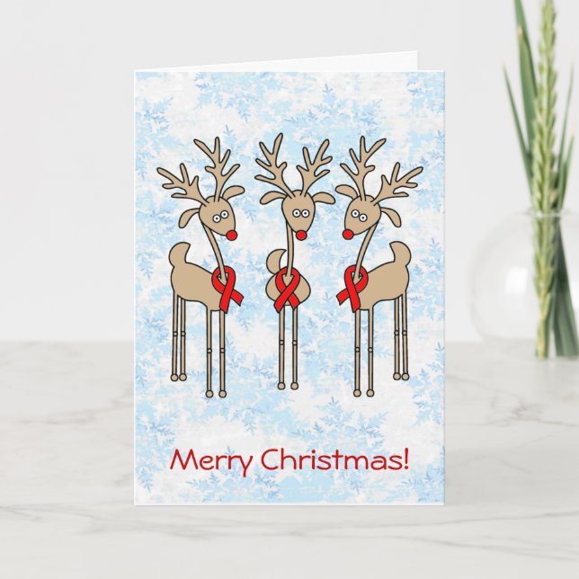Red Ribbon Reindeer (Heart Disease & Stroke) Holiday Card (Front)