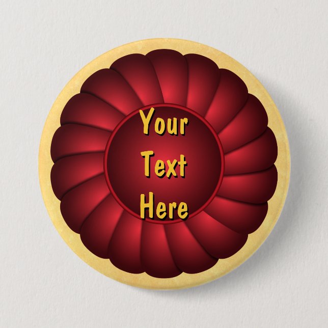 Red Ribbon Rosette to Personalise 7.5 Cm Round Badge (Front)
