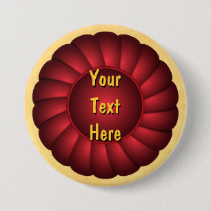 Red Ribbon Rosette to Personalise 7.5 Cm Round Badge