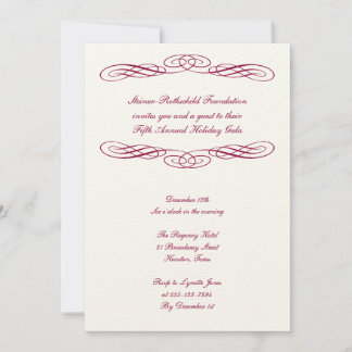 Red ribbon script corporate formal gala ball event invitation