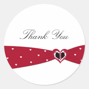 Red Ribbon Thank You Classic Round Sticker