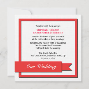 Red Ribbon Wedding Invitation