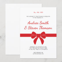 Red Ribbon Wedding Invite. Bow