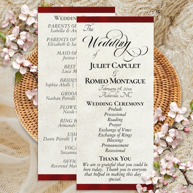 Red Ribbon Wedding Programme (Creator Uploaded)