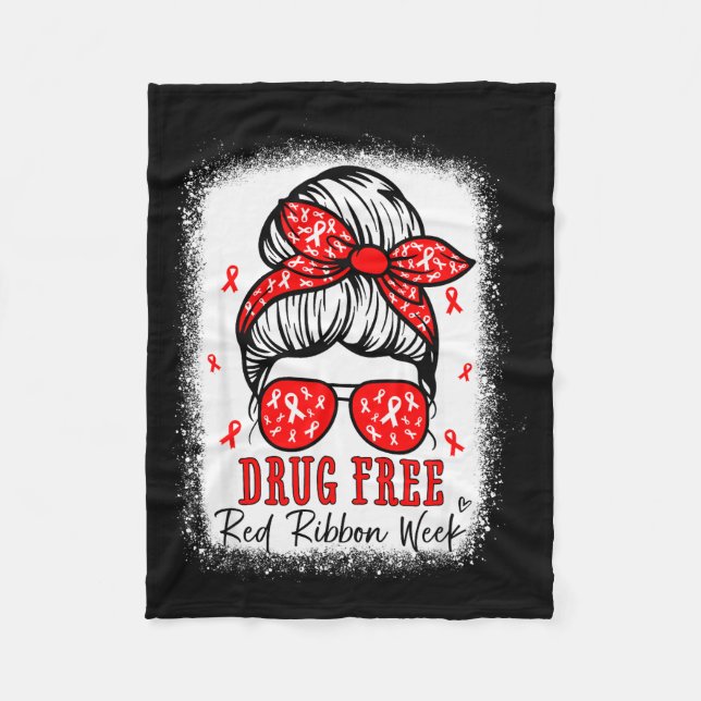 Red Ribbon Week Awareness Coquette Drug Anti-drug  Fleece Blanket (Front)