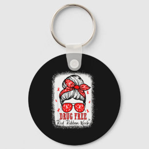 Red Ribbon Week Awareness Coquette Drug Anti-drug  Key Ring