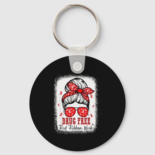 Red Ribbon Week Awareness Coquette Drug Anti-drug  Key Ring (Front)