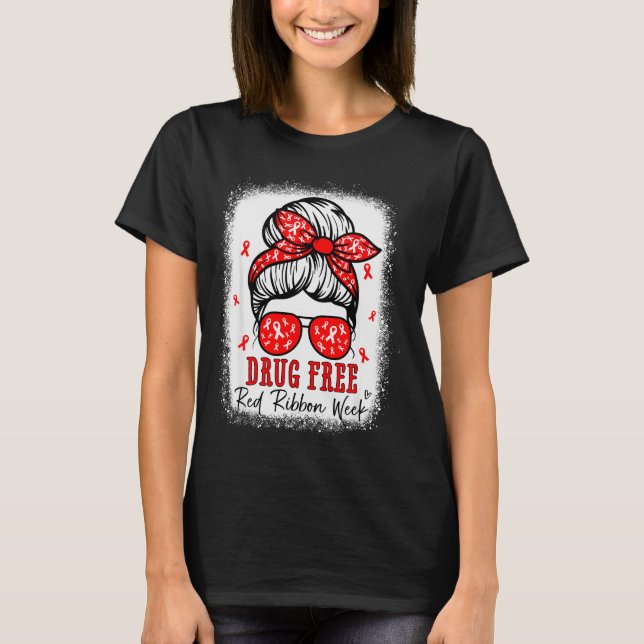 Red Ribbon Week Awareness Coquette Drug Anti-drug  T-Shirt (Front)