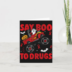Red Ribbon Week Awareness Halloween Say Boo To Card