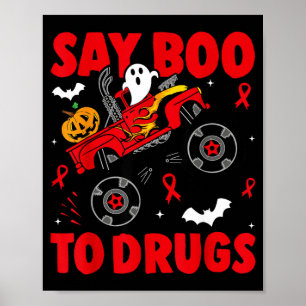 Red Ribbon Week Awareness Halloween Say Boo To Poster