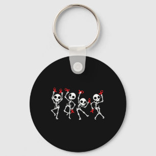 Red Ribbon Week Awareness Skeleton Halloween Women Key Ring