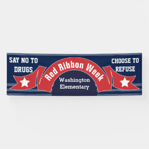 Red Ribbon Week - Drug Free Banner Blue White