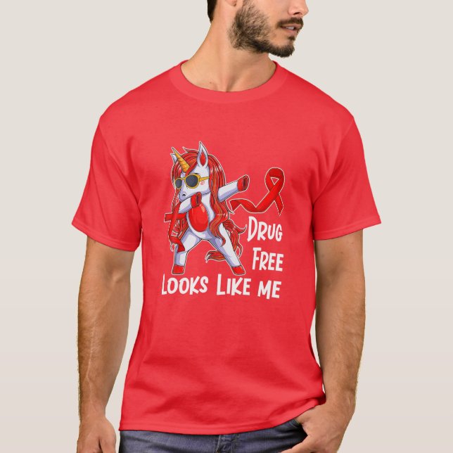 Red Ribbon Week Drug Free Looks Like This T-Shirt (Front)