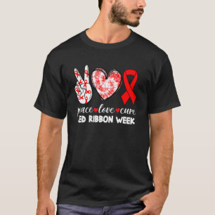 Red Ribbon Week Peace Love Cure Awareness Kids Boy T-Shirt