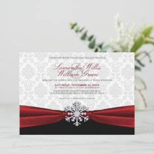 Red Ribbon Winter Wedding Invitation