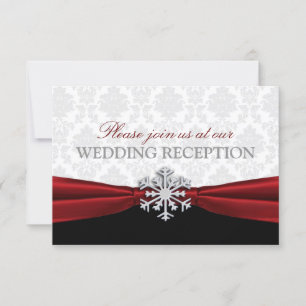 Red Ribbon Winter Wedding Reception Invitation