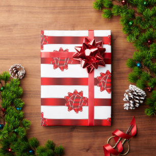 Red Ribbons & Bows Christmas Holiday Wrapping Paper