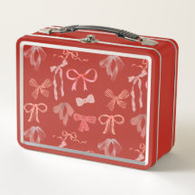 Red Ribbons Metal Lunch Box