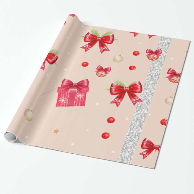 Red Ribbons Wrapping Paper (Unrolled)