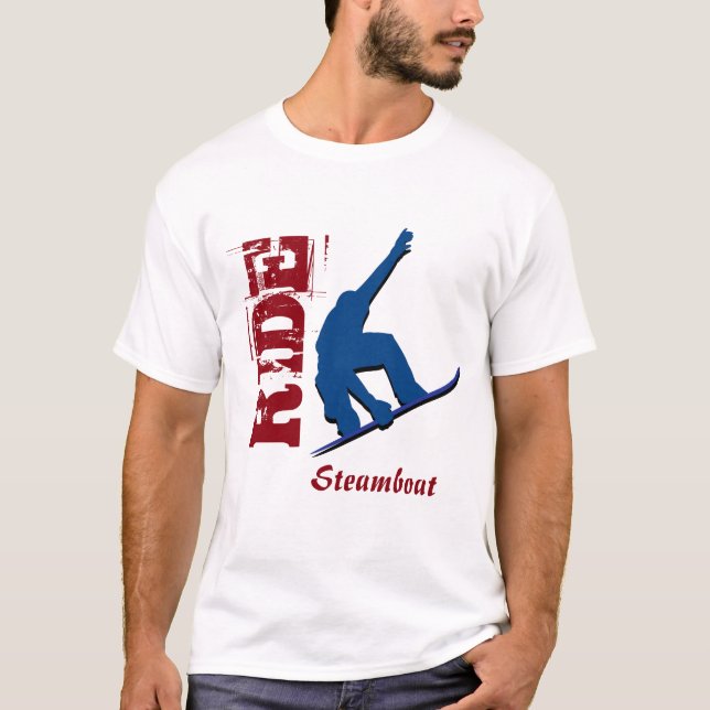 Red Ride Steamboat Snowboard T-Shirt (Front)